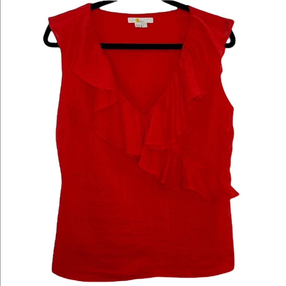 BODEN ALICIA RED RUFFLE RUFFLE SLEEVELESS TOP SIZE 8 - Picture 2 of 7